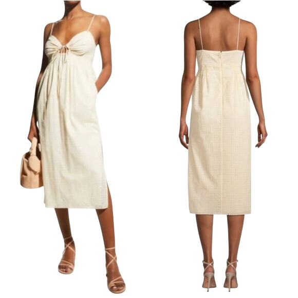 Rebecca Taylor dress sleeveless embroidered midi cream size 0 - Picture 1 of 6